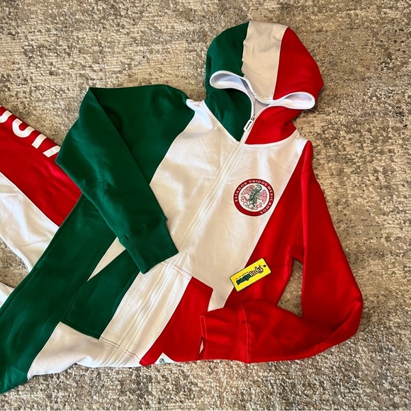 Tipsy Elves Novelty Jumpsuit Mexico Long Sleeve Onesie Large Logo Flag Eagle Men - Picture 2 of 11